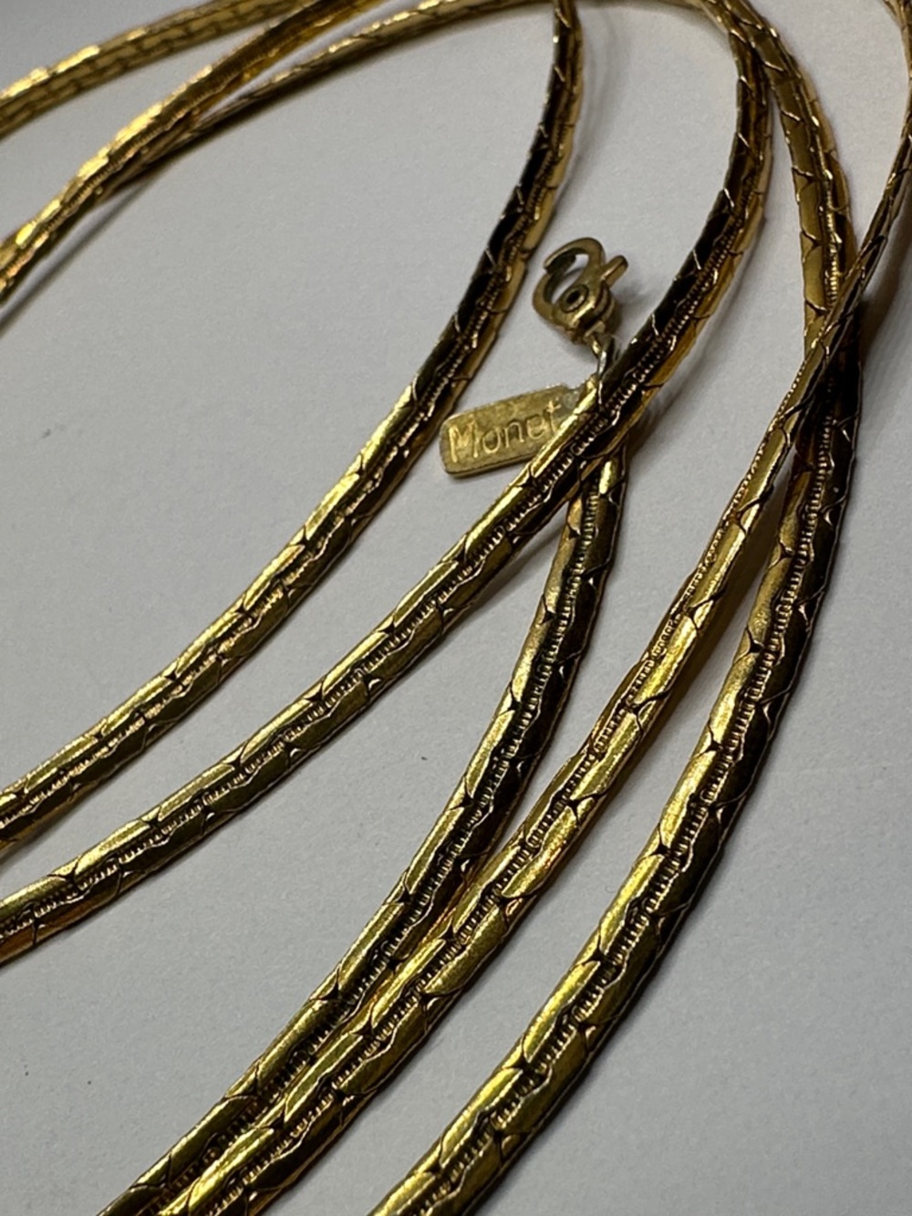 Monet Gold-Tone Textured LONG Chain Necklace 55” - Picture 4 of 10